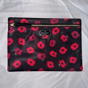 Kate Spade Large Drewe Nylon Pouch Wilson Road Mini Poppy Black Multi NWT